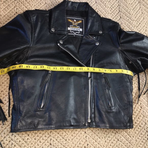VINTAGE Genuine Leather Motorcycle Jacket Black Echtes Leder Womens Medium - Picture 14 of 16